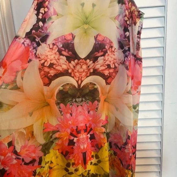 Bright & Vibrant Sheer,Unlined Maxi Tank Dress, Side Zip. Stunning! - Picture 13 of 13